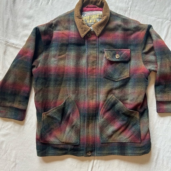 Vintage Gap Kids Grand Outdoors Wool Coat, Cotton Quilt Lined, Size M, Plaid